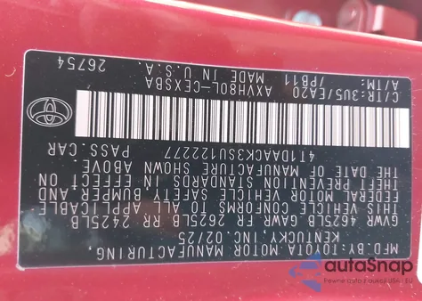 2025 Toyota Camry Se z USA, uszkodzony, nr VIN 4T1DAACK3SU122277